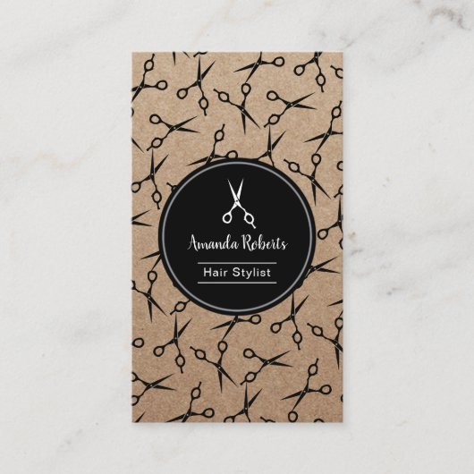 Friseursalon Scissor Muster-rustikale Verabredung Terminkarte (Vorderseite)
