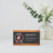 Friseursalon | Stachelrost | Holz | Friseurschere Visitenkarte (Stehend Vorderseite)