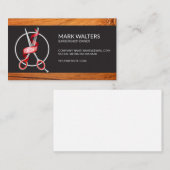 Friseursalon | Stachelrost | Holz | Friseurschere Visitenkarte (Vorne/Hinten)