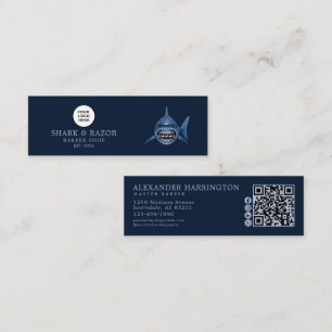Friseursalon Steel Shark Qr Code Soziale Symbole Mini Visitenkarte
