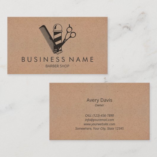 Friseursalon Stylist Black Scissy Barber Pole Visitenkarte (Vorne/Hinten)