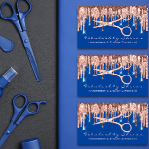 Friseursalon Stylist Friseursalon Rose Blaue Visitenkarte