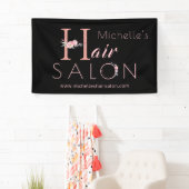 Friseursalon Stylist Name Rosa Blumenkohl Glitzer Banner (Insitu)