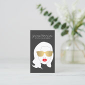 Friseursalon, Stylist, Schönheitsmädchen Dunkelgra Visitenkarte (Stehend Vorderseite)