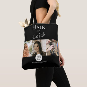 Friseursalon-Stylist-Skript 3 Fotos Logo Schwarz Tasche