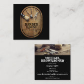 Friseursalon-Stylistin Rustikale Fotos Quadratische Visitenkarte (Vorne/Hinten)