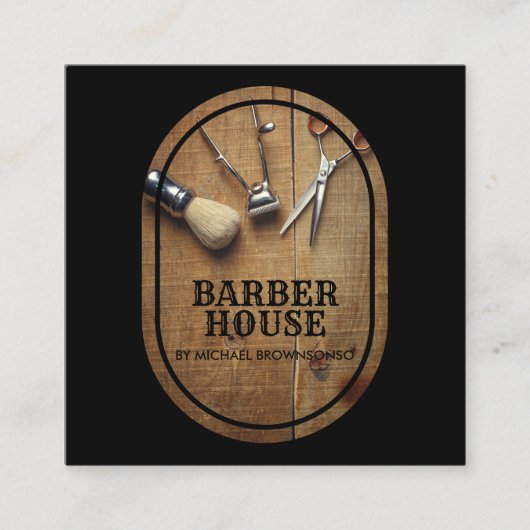 Friseursalon-Stylistin Rustikale Fotos Quadratische Visitenkarte (Vorderseite)