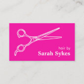 Friseursalon Stylistische Schere Hot Pink Custom Visitenkarte (Vorderseite)