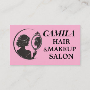 Friseursalon und Kosmetiksalon Pink Elegante Weibl Visitenkarte
