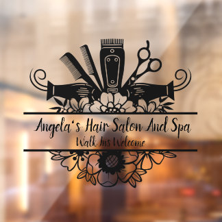 Friseursalon und Wellness-Center Schwarz anpassen Fensteraufkleber