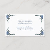 Friseursalon Vintag Blauer Blumenblume Visitenkarte (Rückseite)