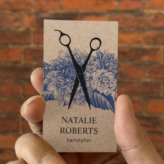 Friseursalon Vintage florale Kraft Visitenkarte