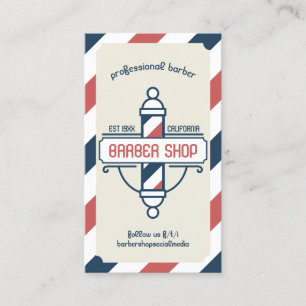 Friseursalons-Dienstleistungen Vintage-Pole-Logo F Visitenkarte