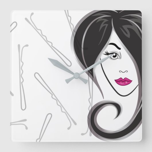 Friseursalonuhr Quadratische Wanduhr (Vorderseite)
