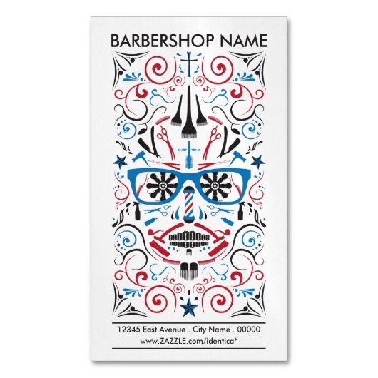 Friseursalonzuckerschädel Magnetische Visitenkarte (Vorderseite Vertikal)