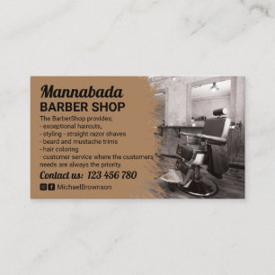 Friseursaloon-Foto brauner Retro-Stuhl Dekor Visitenkarte
