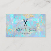 Friseurschere auf IMITATEN, die in der Opal fliege Visitenkarte (Vorderseite)