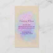 Friseurschere auf lila Cloud-Glitzer Visitenkarte (Rückseite)