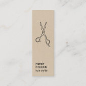 Friseurschere Beige Kraftpapier Qr Code Mini Visitenkarte (Vorderseite)