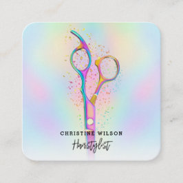Friseurschere in Pastellfarben Quadratische Visitenkarte