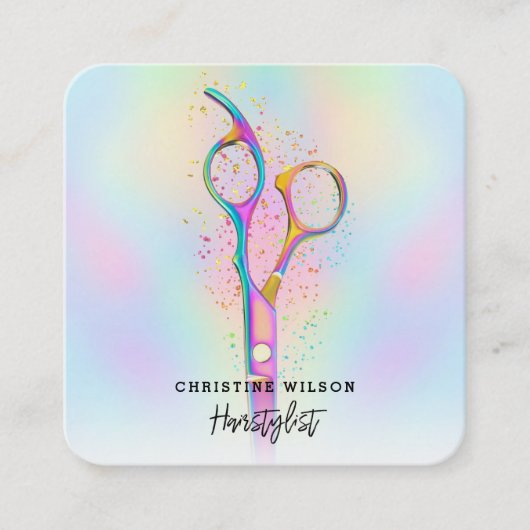 Friseurschere in Pastellfarben Quadratische Visitenkarte (Vorderseite)