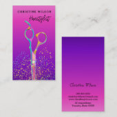 Friseurschere lila Hintergrund Visitenkarte (Vorne/Hinten)