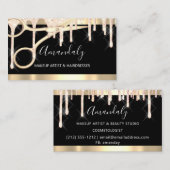 Friseurschere Makeup Rose Schwarze Tropfen Visitenkarte (Vorne/Hinten)