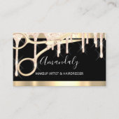 Friseurschere Makeup Rose Schwarze Tropfen Visitenkarte (Vorderseite)