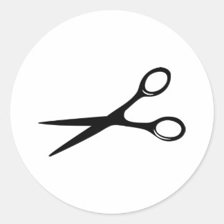 Friseurschere schwarz runder aufkleber