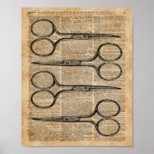 Friseurschere Vintage Illustration Poster (Vorne)