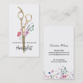 Friseurschere Wildblumen Visitenkarte (Vorne/Hinten)