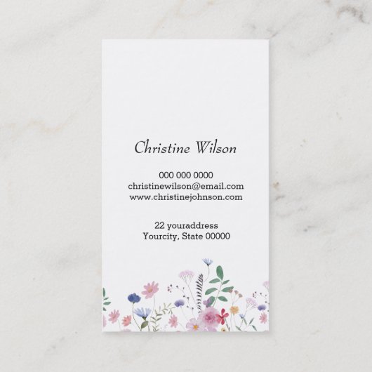 Friseurschere Wildblumen Visitenkarte (Rückseite)