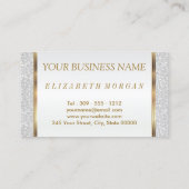 Friseursteine im Weißen Glitzer Visitenkarte (Rückseite)