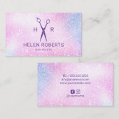 Friseursteine Schönheitssalon Modern Pastell Glitz Visitenkarte (Vorne/Hinten)