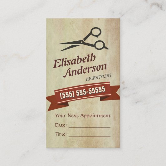 Friseurstylist - Creative Retro Terminkarte (Vorderseite)