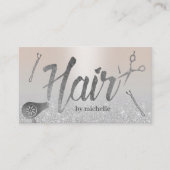Friseurstylist Moderne Typografie Silberner Glitze Visitenkarte (Vorderseite)