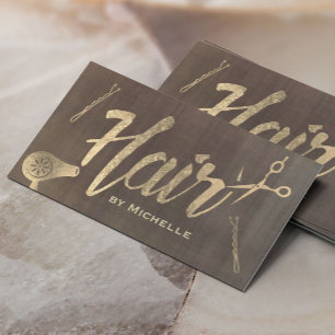 Friseurstylist Vintag Gold Typografie Schönheitssa Visitenkarte