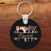 Friseurstylistin Haarsalon Monogram Rose Gold Schlüsselanhänger (Vorderseite)