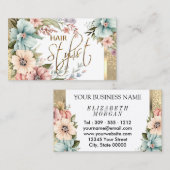 Friseurstylistin im Hübschen Leben und Glitzer Visitenkarte (Vorne/Hinten)