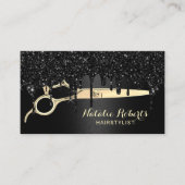 Friseurstylistin Modernes Schwarzes & Gold Schönhe Visitenkarte (Vorderseite)