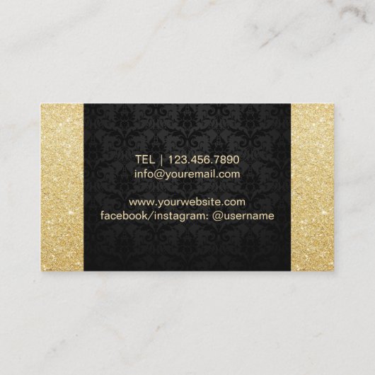 Friseurstylistin Schönheitssalon Schwarzer Glitzer Visitenkarte (Rückseite)