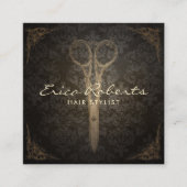 Friseurstylistin Schönheitssalon Vintage Schere &  Quadratische Visitenkarte (Vorderseite)