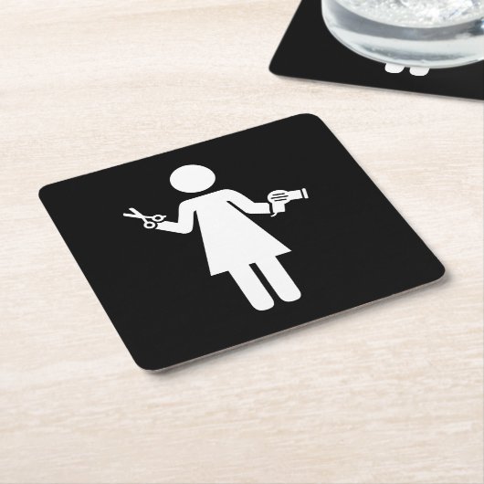 Friseursymbol Rechteckiger Pappuntersetzer (angewinkelt)