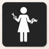 Friseursymbol Rechteckiger Pappuntersetzer (Vorderseite)