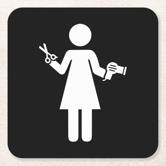 Friseursymbol Rechteckiger Pappuntersetzer (Vorderseite)