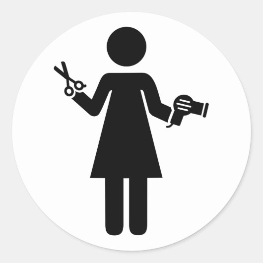Friseursymbol Runder Aufkleber (Vorderseite)