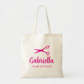 Friseurtasche mit Logo pinker Haarschneideschere Tragetasche (Vorne)