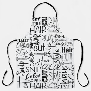 Friseurtypografie Schwarz-Weiß-Moderne Schürze