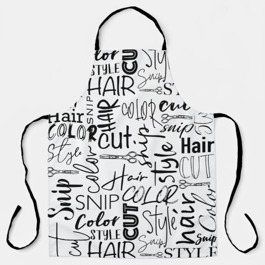 Friseurtypografie Schwarz-Weiß-Moderne Schürze (Vorderseite)