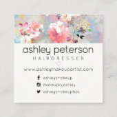 Friseurtypographiemodernes BlumenAquarell Quadratische Visitenkarte (Rückseite)